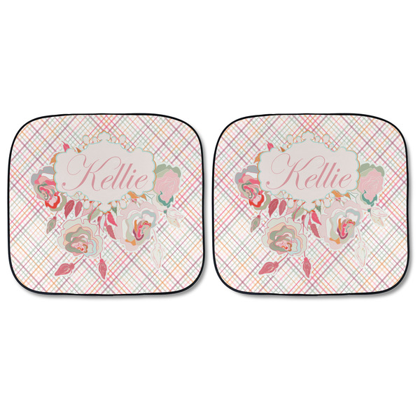 Modern Plaid & Floral Car Sun Shades - FRONT