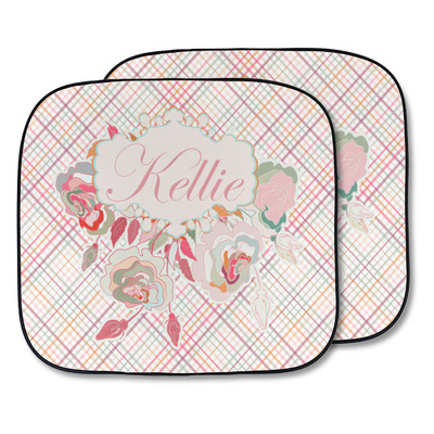 Modern Plaid & Floral Car Sun Shade - Two Piece (Personalized)