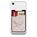 Modern Plaid & Floral 2-in-1 Cell Phone Credit Card Holder & Screen Cleaner (Personalized)