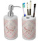 Modern Plaid & Floral Ceramic Bathroom Accessories Set (Personalized)