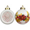 Modern Plaid & Floral Ceramic Christmas Ornament - Poinsettias (APPROVAL)