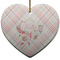 Modern Plaid & Floral Ceramic Flat Ornament - Heart (Front)