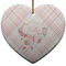 Modern Plaid & Floral Heart Ceramic Ornament w/ Name or Text