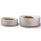 Modern Plaid & Floral Ceramic Dog Bowls - Size Comparison