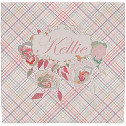 Modern Plaid & Floral Ceramic Tile Hot Pad (Personalized)