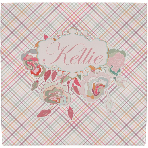 Custom Modern Plaid & Floral Ceramic Tile Hot Pad (Personalized)
