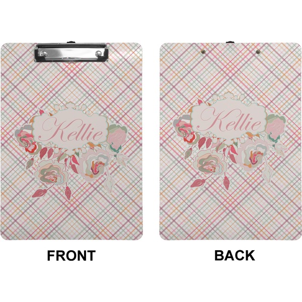 Modern Plaid & Floral Clipboard (Letter) (Front + Back)