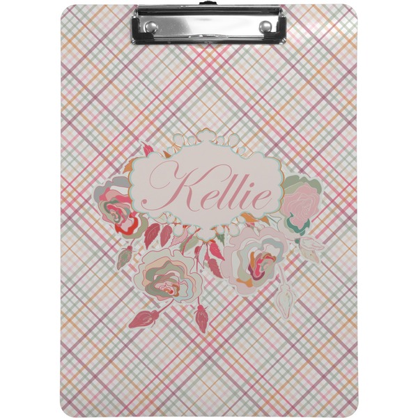 Custom Modern Plaid & Floral Clipboard (Personalized)