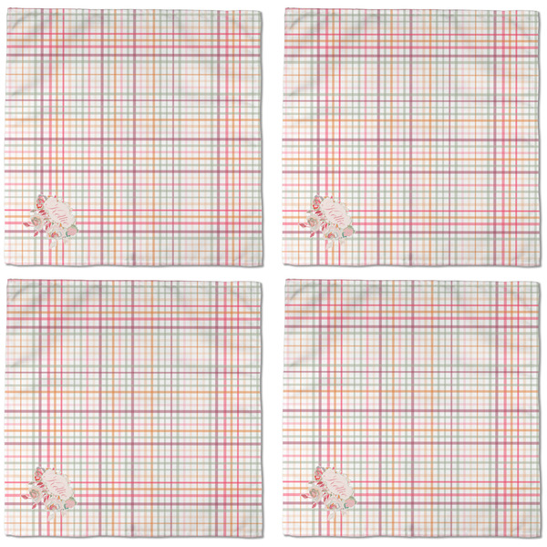 Modern Plaid & Floral Cloth Napkins - Personalized Dinner (APPROVAL) Set of 4