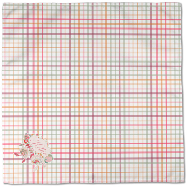 Modern Plaid & Floral Cloth Napkins - Personalized Dinner (Full Open)