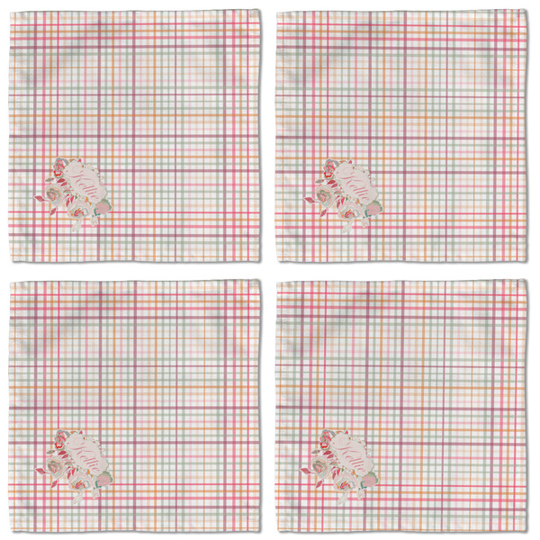 Modern Plaid & Floral Cloth Napkins - Personalized Lunch (APPROVAL) Set of 4