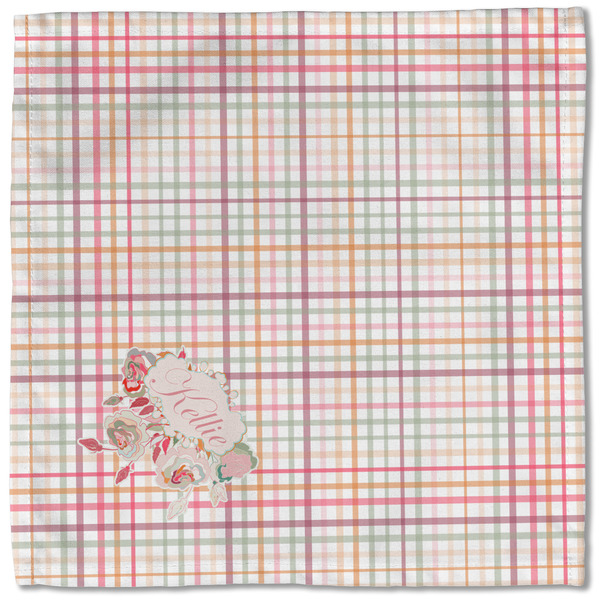 Modern Plaid & Floral Cloth Napkins - Personalized Lunch (Single Full Open)