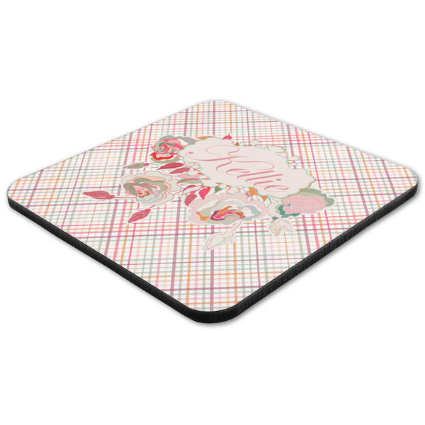 Modern Plaid & Floral Coaster Set - FLAT (one)