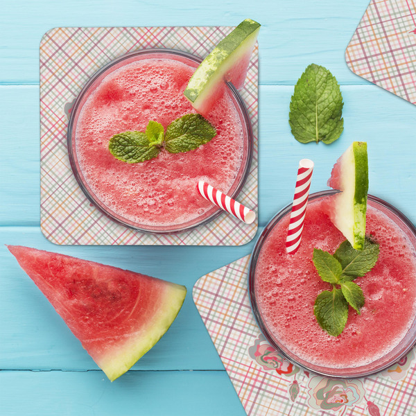 Modern Plaid & Floral Coaster Set - LIFESTYLE