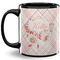 Modern Plaid & Floral Coffee Mug - 11 oz - Full- Black