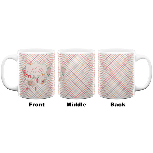 Modern Plaid & Floral Coffee Mug - 11 oz - White APPROVAL