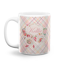 Modern Plaid & Floral Coffee Mug (Personalized)