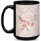 Modern Plaid & Floral 15 Oz Coffee Mug - Black (Personalized)