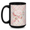 Modern Plaid & Floral Coffee Mug - 15 oz - Black
