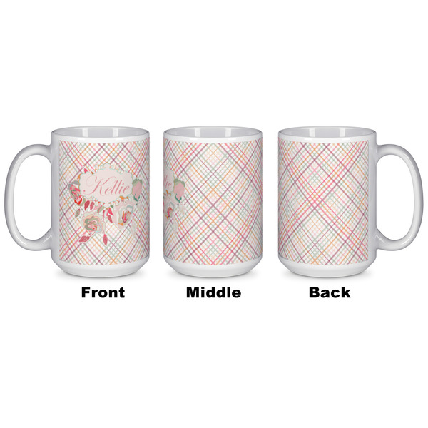 Modern Plaid & Floral Coffee Mug - 15 oz - White APPROVAL
