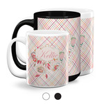 Modern Plaid & Floral Coffee Mugs (Personalized)