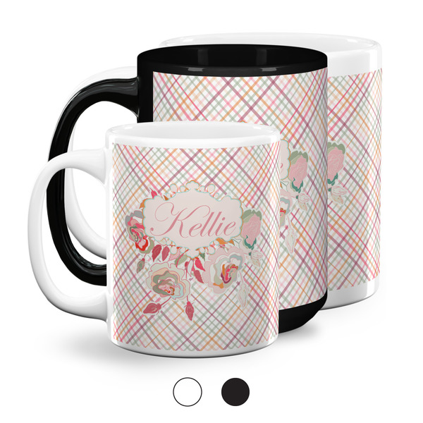 Modern Plaid & Floral Coffee Mugs Main