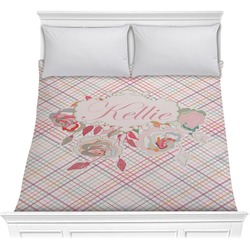 Modern Plaid & Floral Comforter - Full / Queen (Personalized)