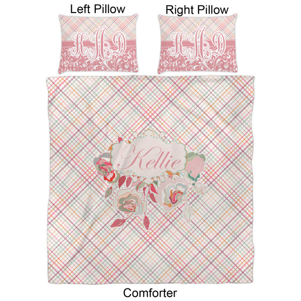 Modern Plaid & Floral Comforter Set - Queen - Approval