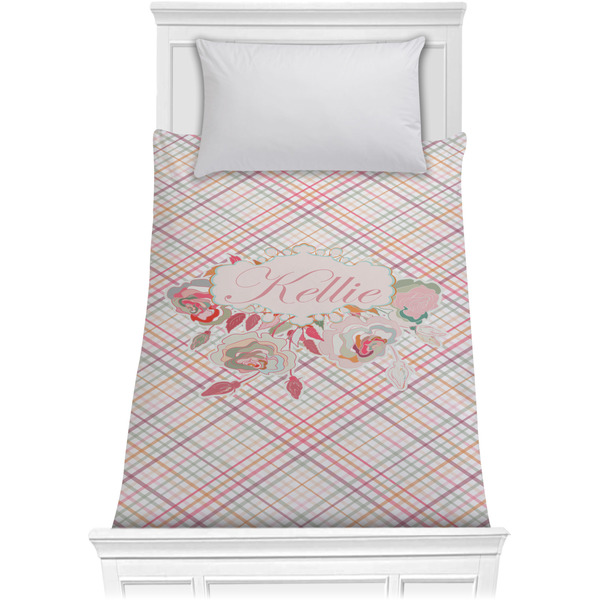 Modern Plaid & Floral Comforter (Twin)
