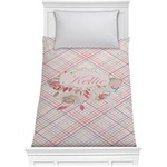 Modern Plaid & Floral Comforter - Twin (Personalized)