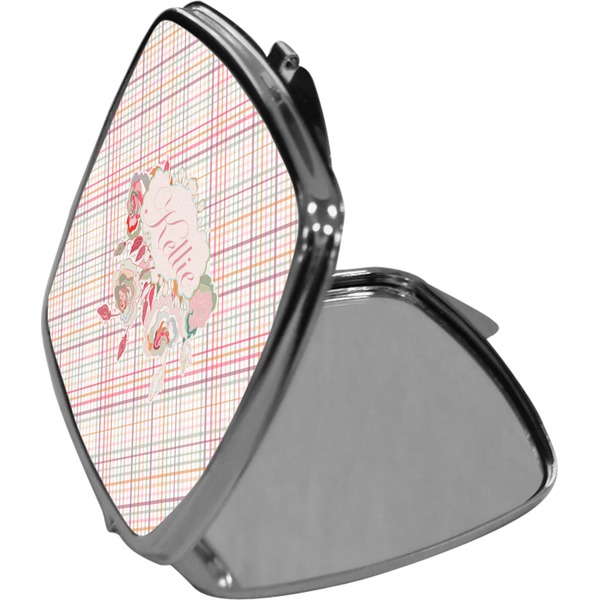 Modern Plaid & Floral Compact Mirror (Side View)