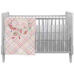 Modern Plaid & Floral Crib Comforter / Quilt (Personalized)