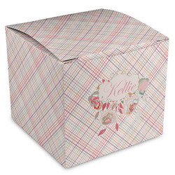 Modern Plaid & Floral Cube Favor Gift Boxes (Personalized)