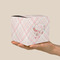 Modern Plaid & Floral Cube Favor Gift Box - On Hand - Scale View