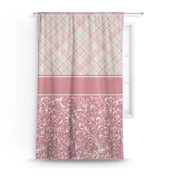 Custom Modern Plaid & Floral Curtain - 50"x84" Panel