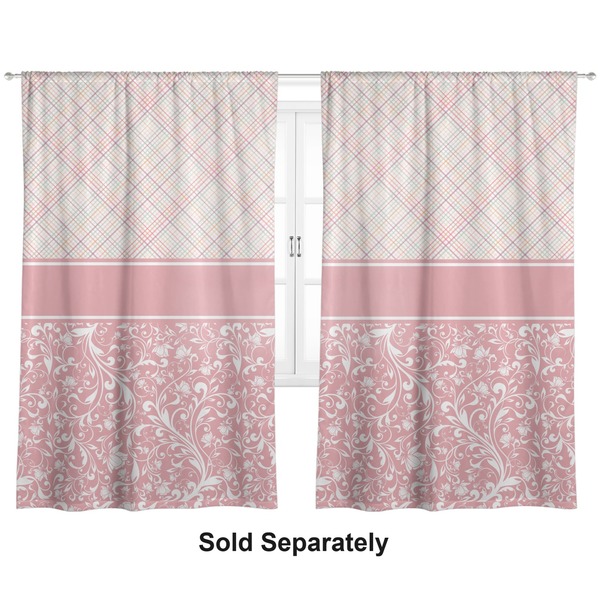 Custom Modern Plaid & Floral Curtain Panel - Custom Size
