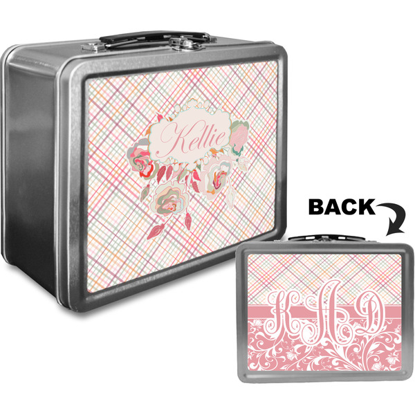Modern Plaid & Floral Custom Lunch Box / Tin Approval