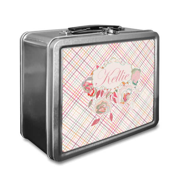 Custom Modern Plaid & Floral Lunch Box (Personalized)