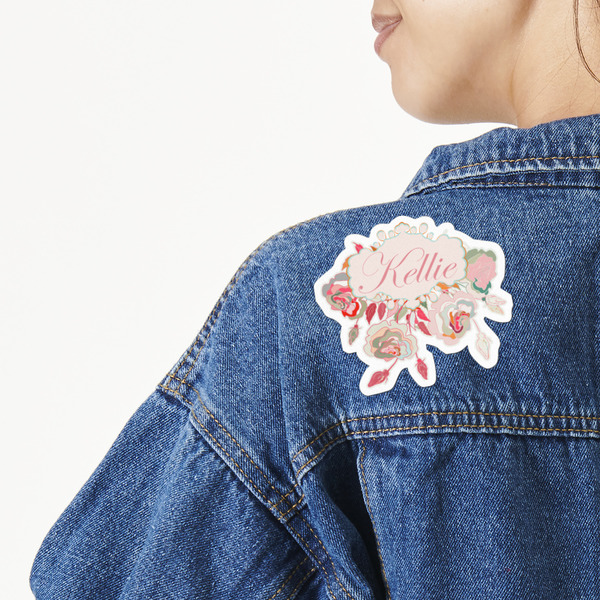 Custom Modern Plaid & Floral Twill Iron On Patch - Custom Shape - Large (Personalized)