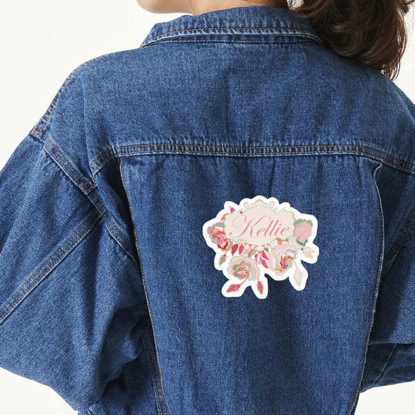 Custom Modern Plaid & Floral Twill Iron On Patch - Custom Shape - X-Large (Personalized)