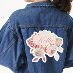Modern Plaid & Floral Twill Iron On Patch - Custom Shape - 3XL (Personalized)