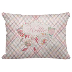 Modern Plaid & Floral Decorative Baby Pillowcase - 16"x12" (Personalized)