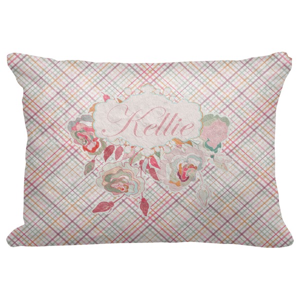 Custom Modern Plaid & Floral Decorative Baby Pillowcase - 16"x12" (Personalized)