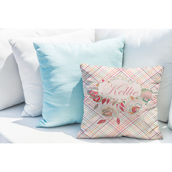 Modern Plaid & Floral Decorative Pillow Case - LIFESTYLE 2