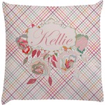 Modern Plaid & Floral Decorative Pillow Case (Personalized)