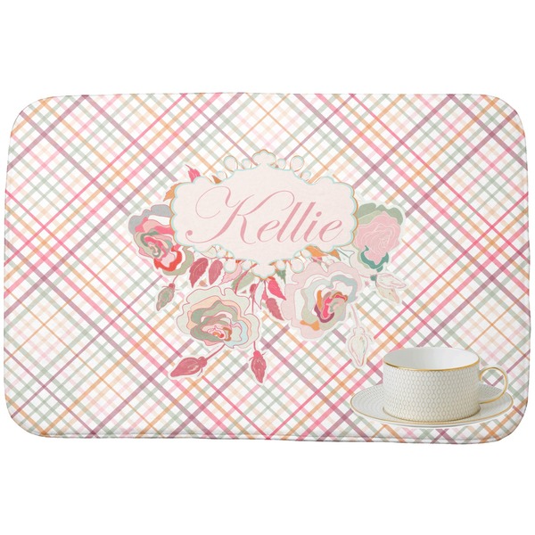 Modern Plaid & Floral Dish Drying Mat