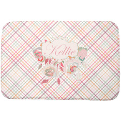Modern Plaid & Floral Dish Drying Mat (Personalized)