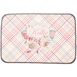 Modern Plaid & Floral Dish Drying Mat (Personalized)