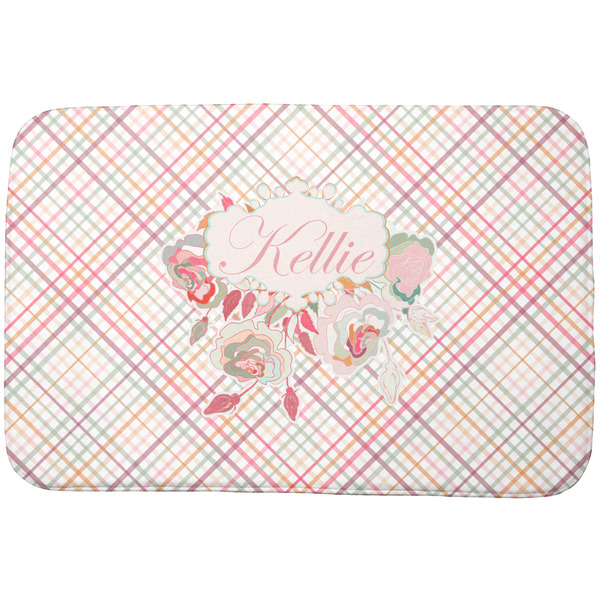 Custom Modern Plaid & Floral Dish Drying Mat (Personalized)
