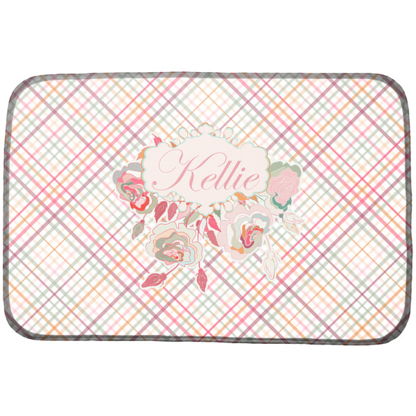 Custom Modern Plaid & Floral Dish Drying Mat (Personalized)